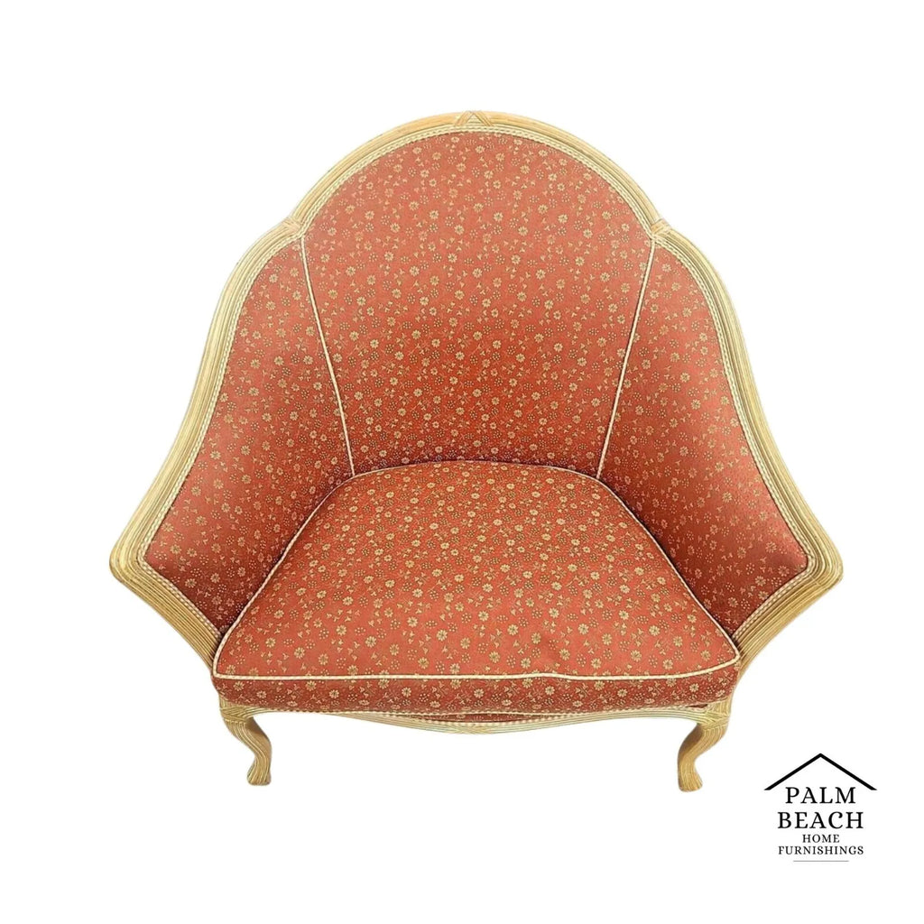 French Louis XV Boudoir Chair Floral Apricot