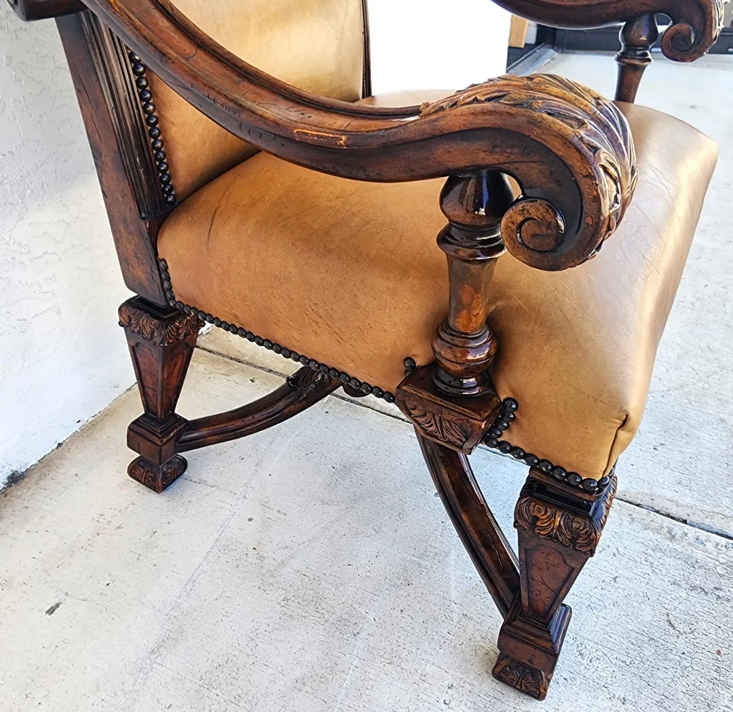 Leather Throne Armchair by THEODORE ALEXANDER