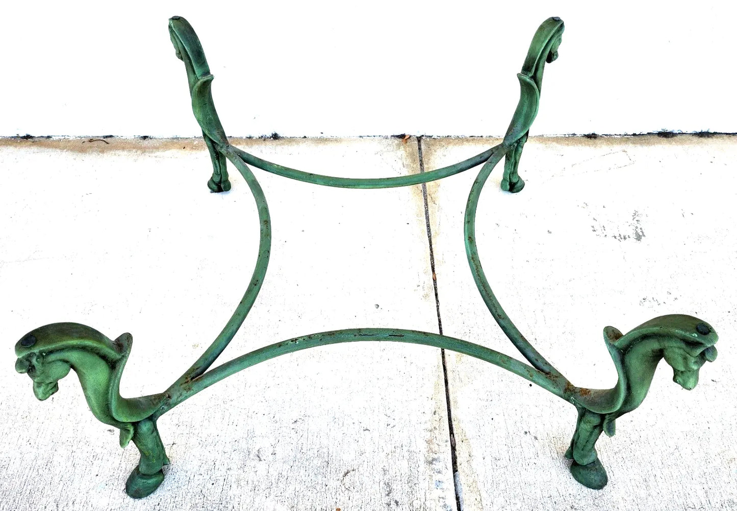 Horse Coffee Table Patinated Iron Hoof Footed Maison Jansen Style