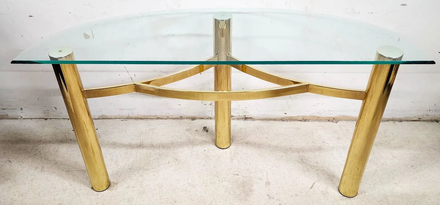 MCM Tubular Brass Console Table Vintage
