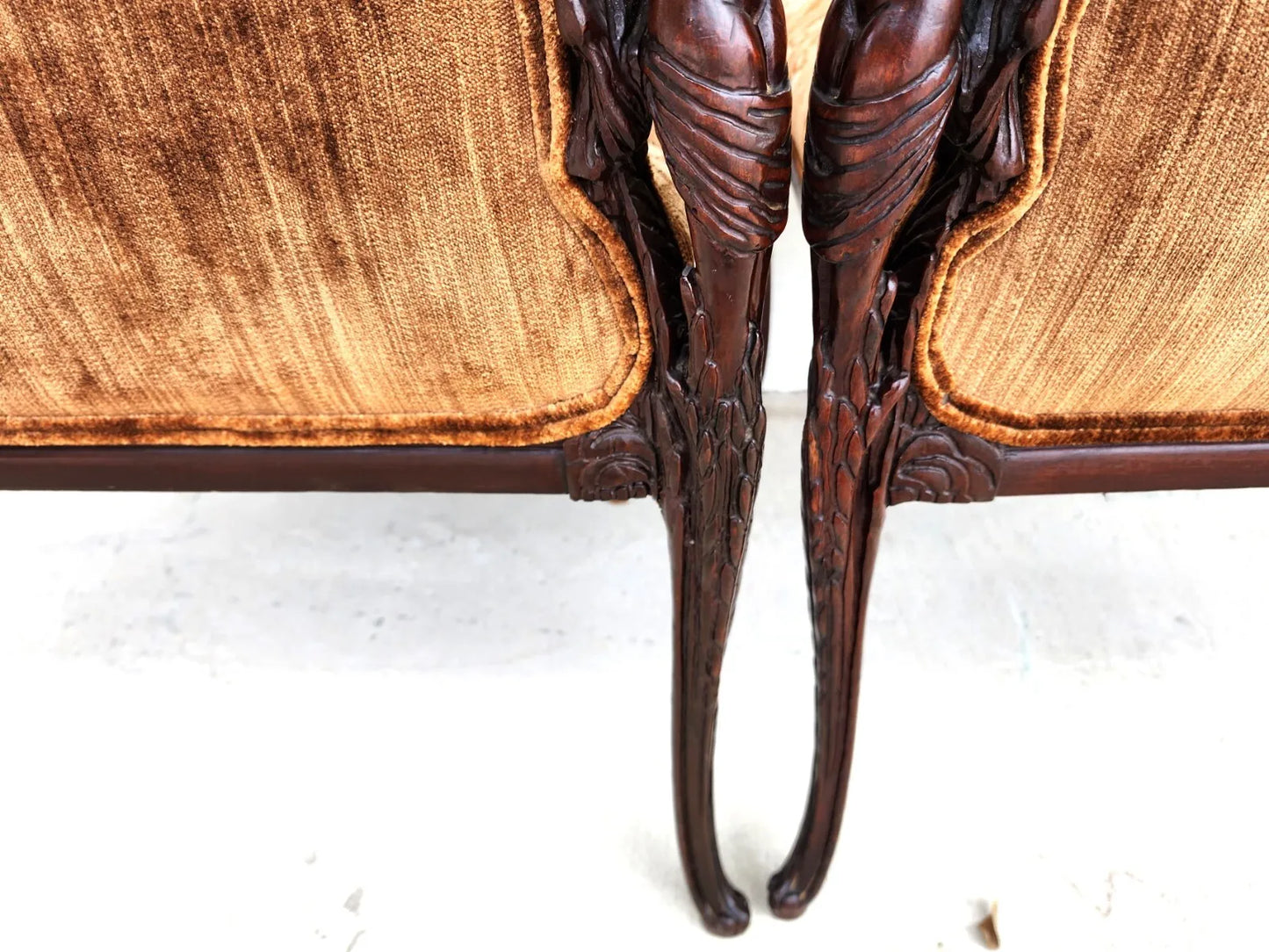 GROSFELD HOUSE Armchairs Walnut Nude Carvings Bergere