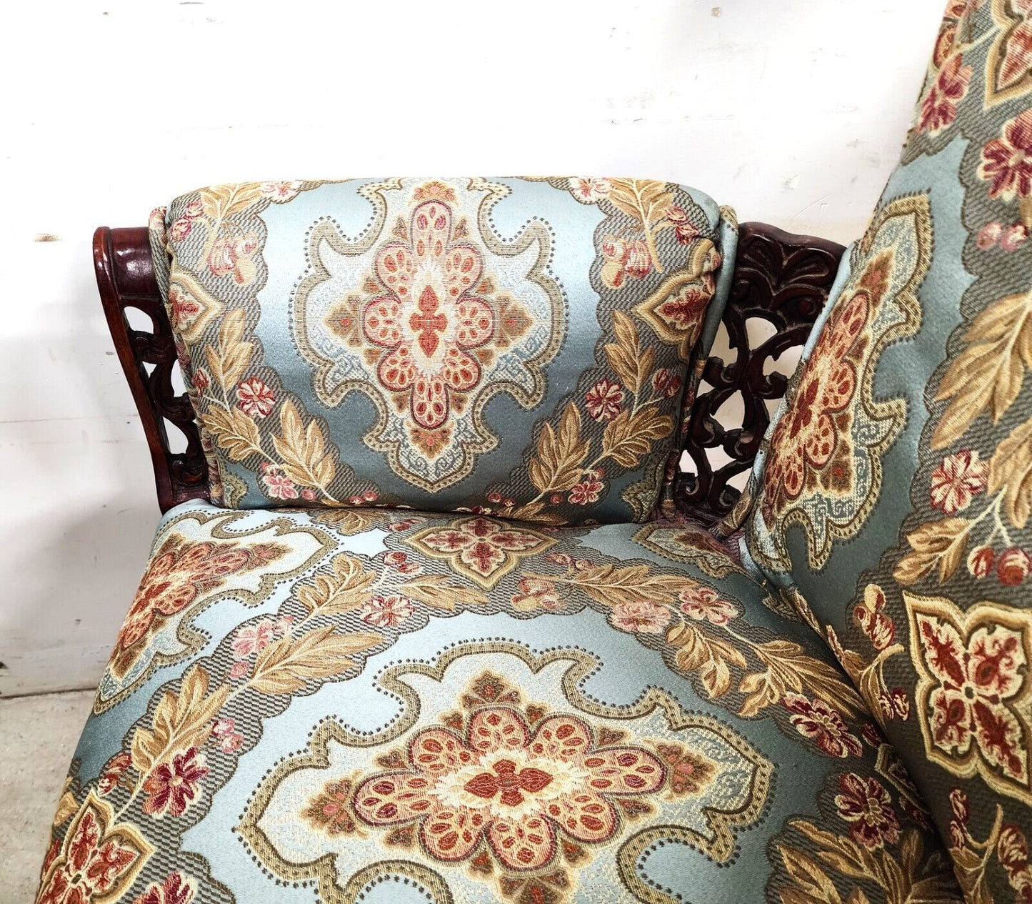 Pair of Antique Grosfeld House Armchairs with Carved Rosewood Frames