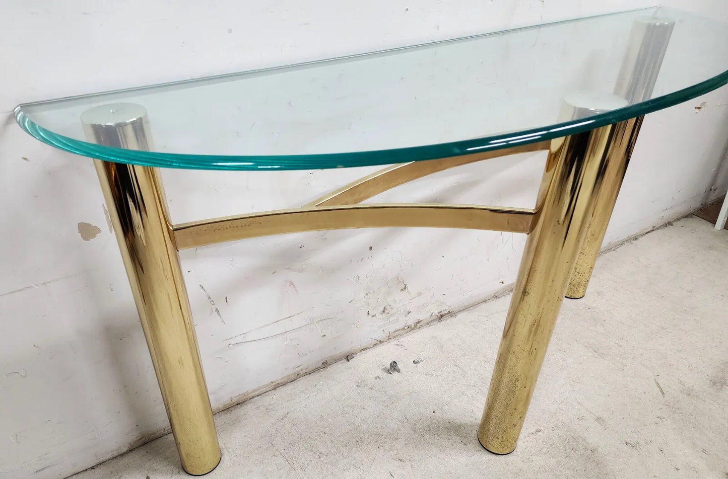 MCM Tubular Brass Console Table Vintage