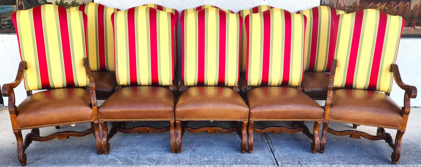 (10) Louis XIII Os de Mouton Dining Chairs By CENTURY FURNITURE