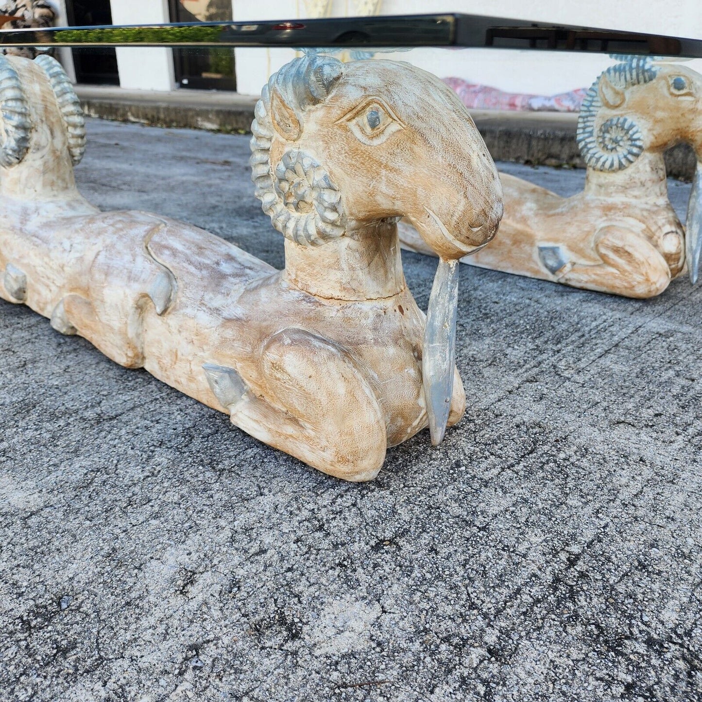 Rams Heads Coffee Cocktail Table Wood