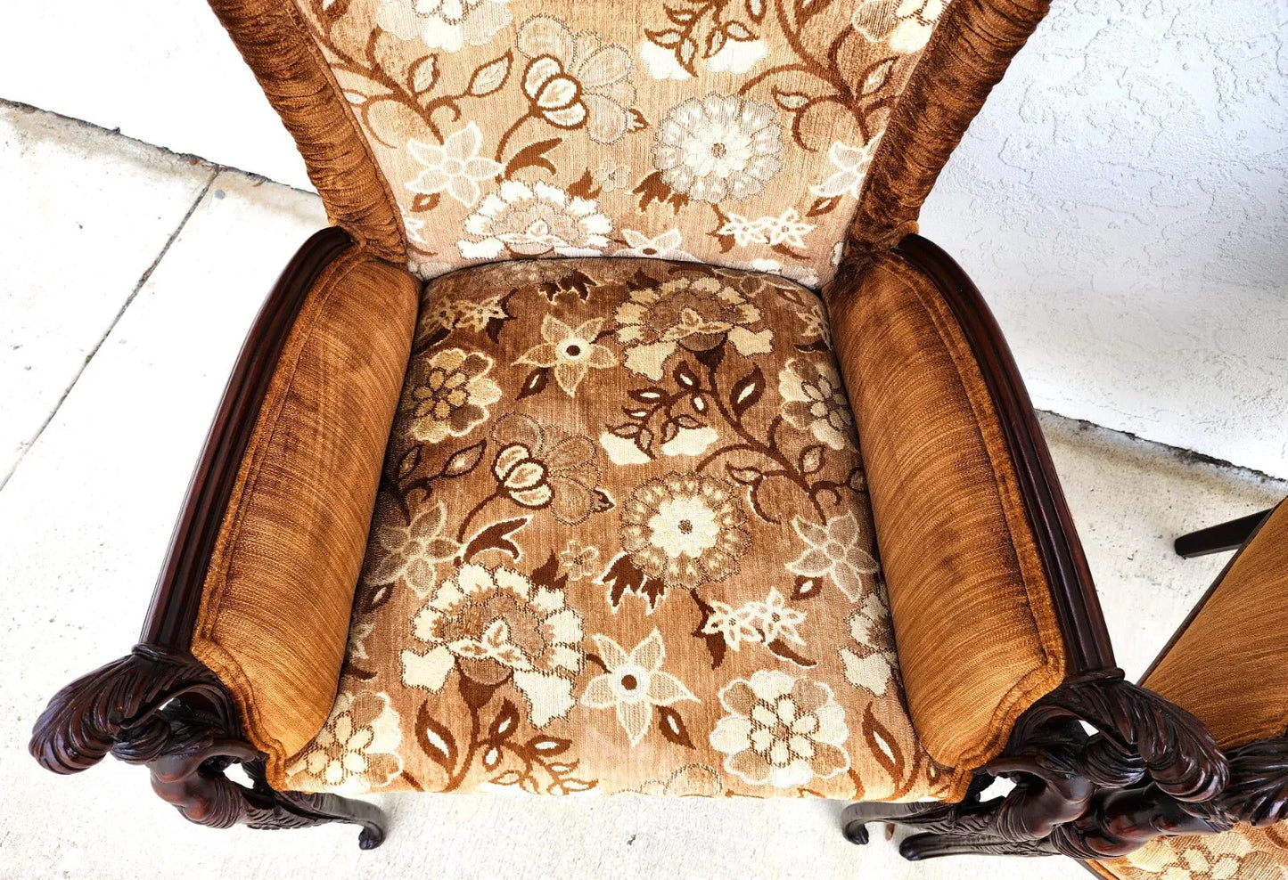 GROSFELD HOUSE Armchairs Walnut Nude Carvings Bergere