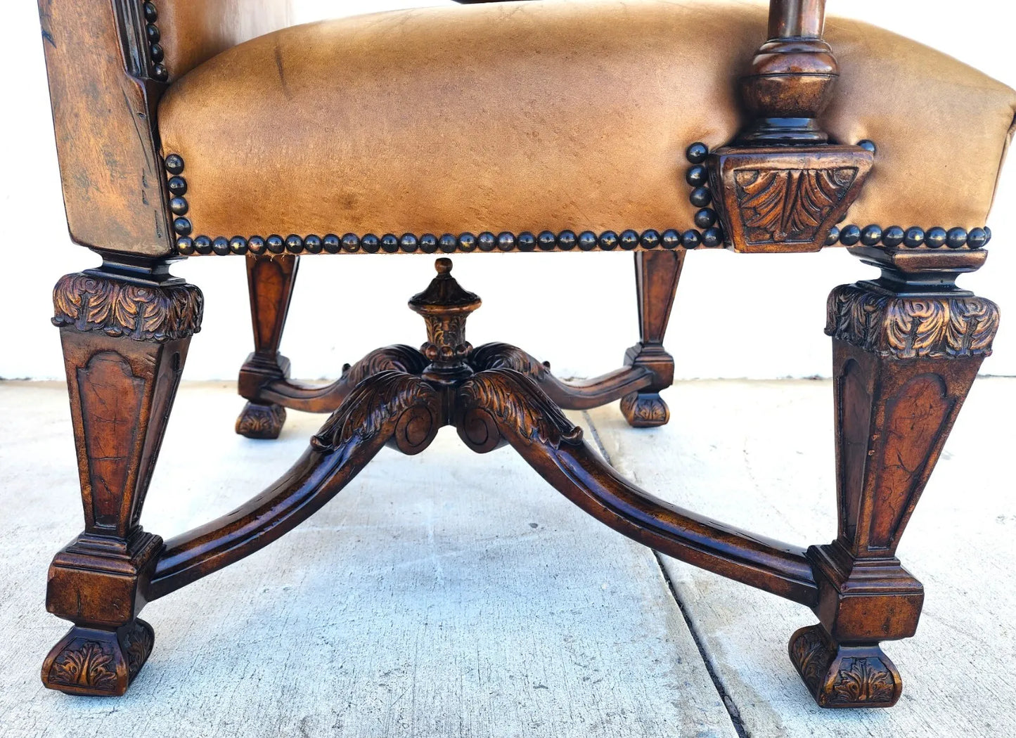 Leather Throne Armchair by THEODORE ALEXANDER