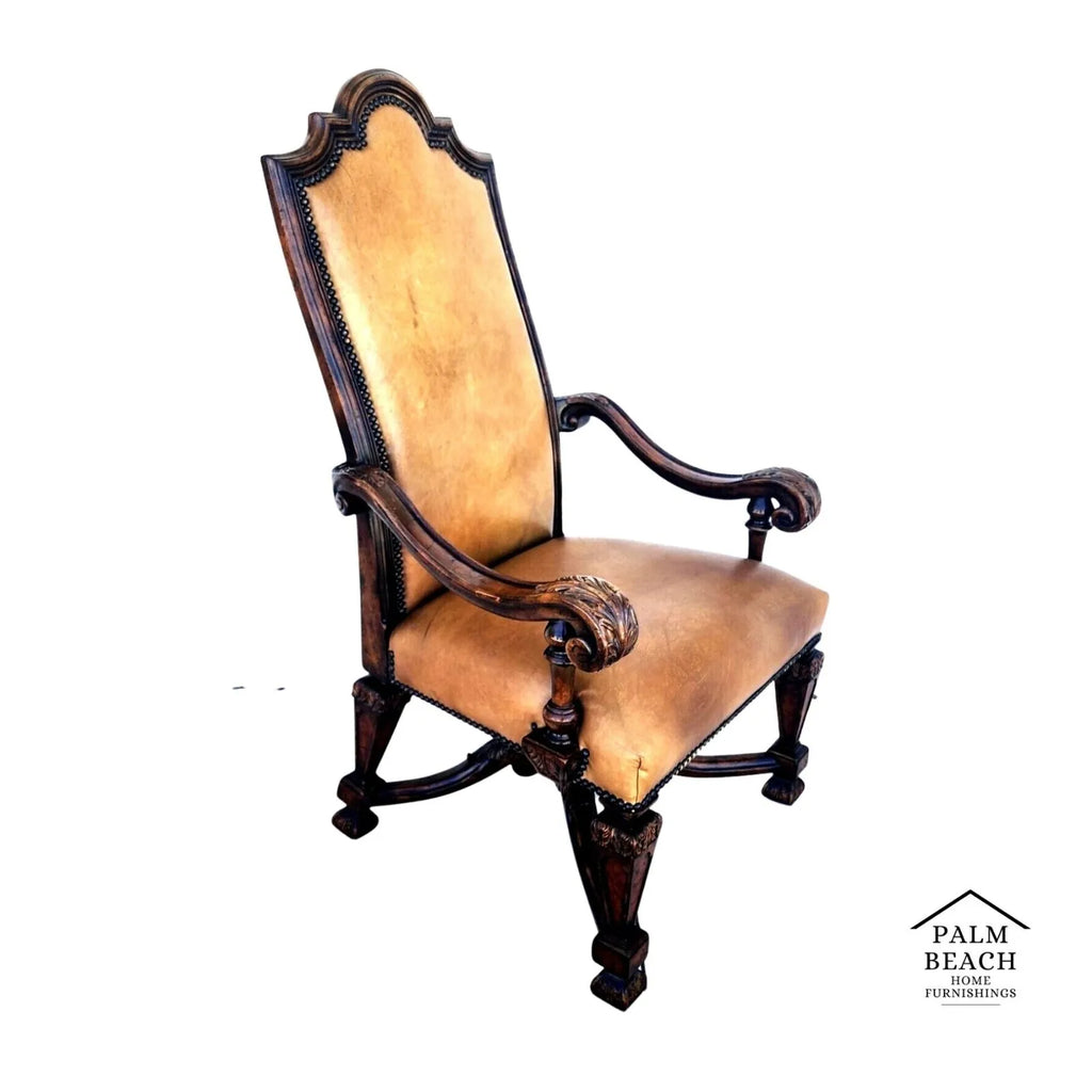 Leather Throne Armchair by THEODORE ALEXANDER