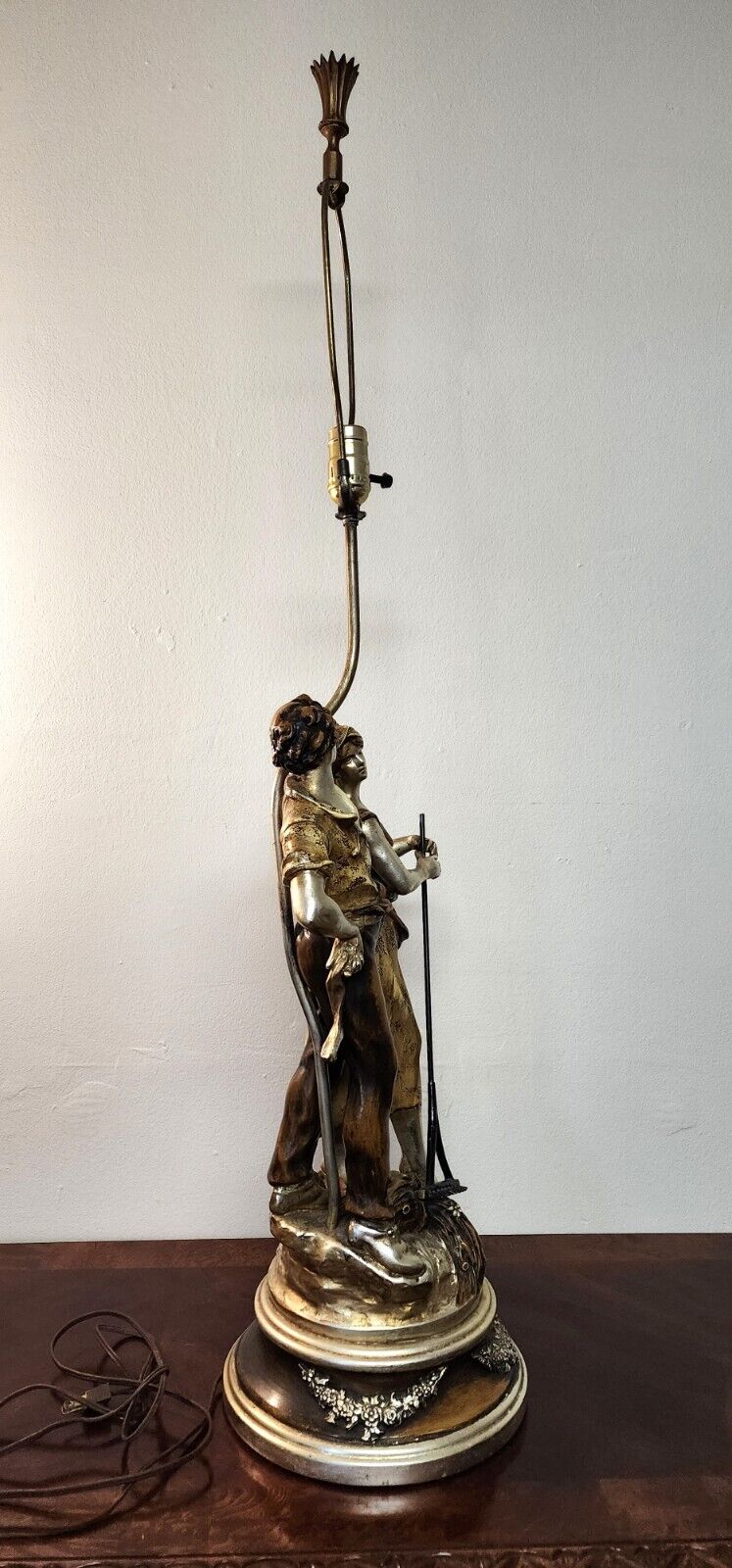 Table Lamp by L & F Moreau Farm Boy Girl Rare