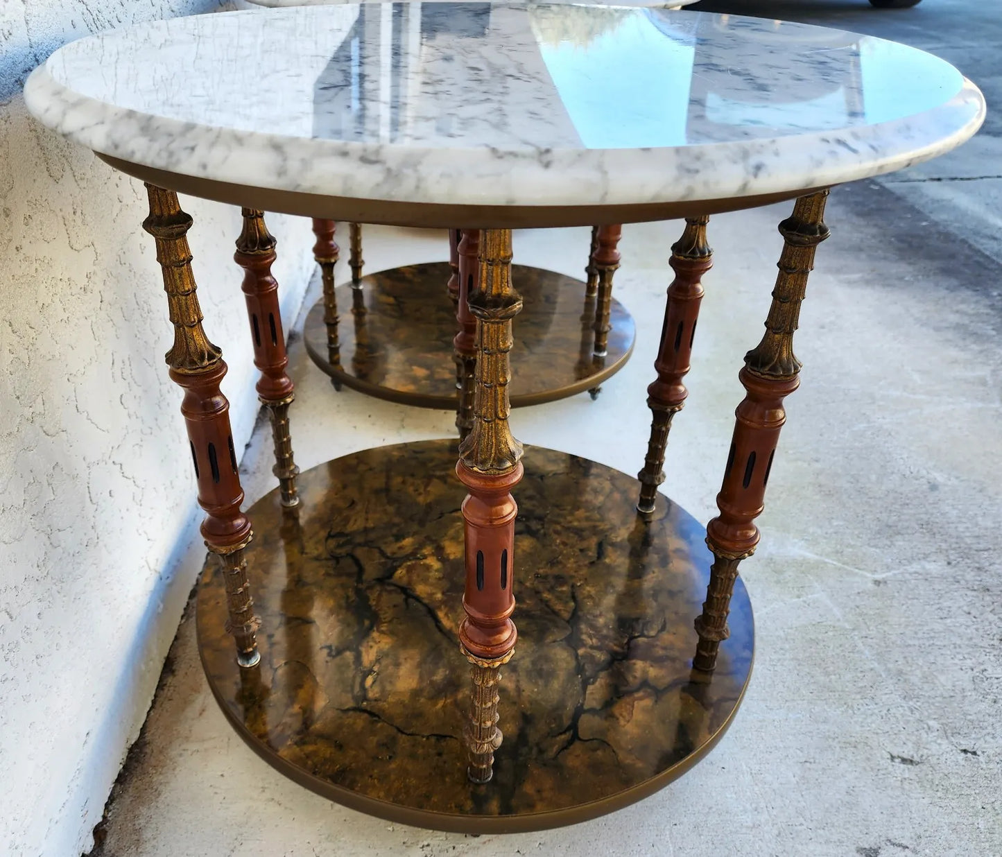 Vintage Italian Side Tables Carrera Marble