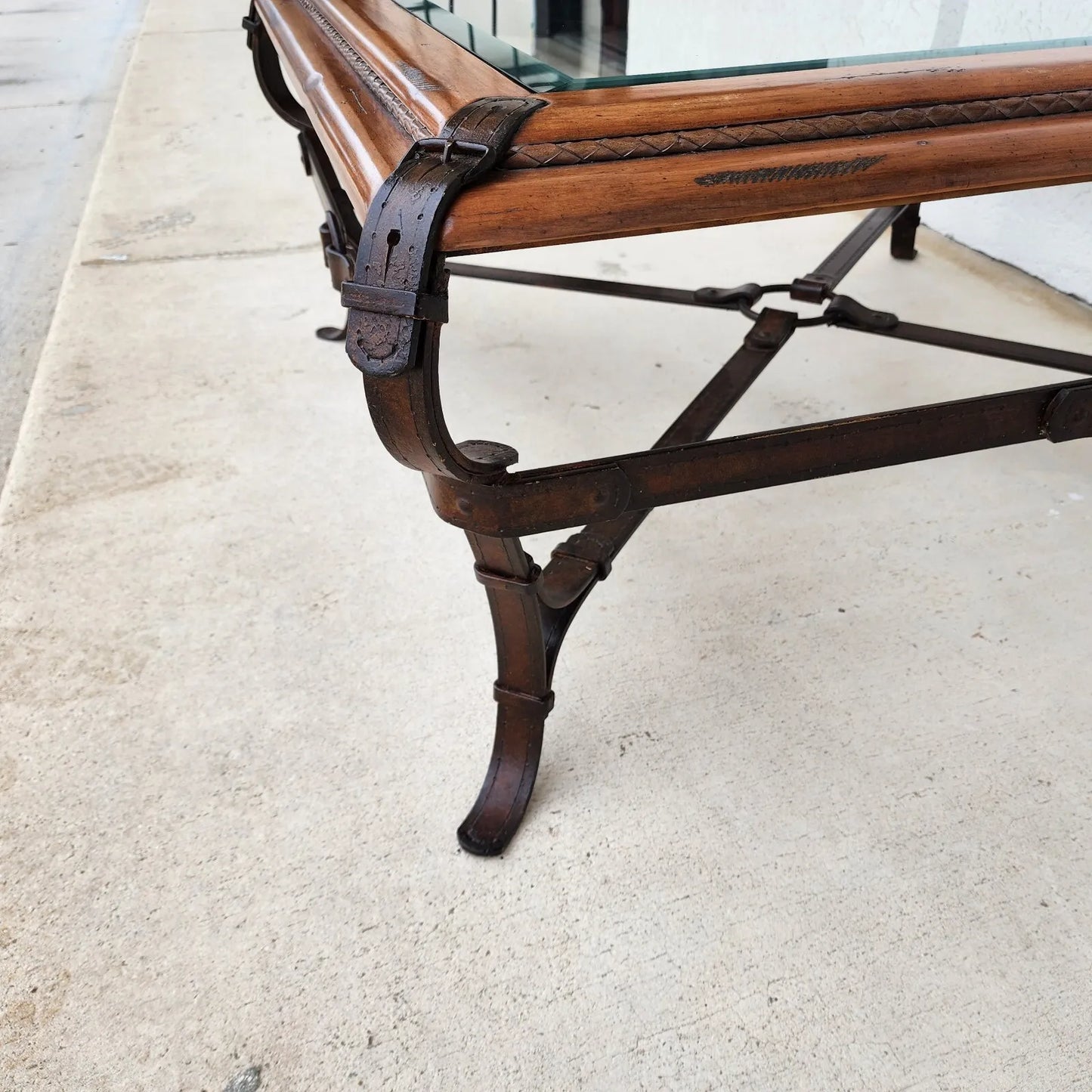 Adnet Hermes Style Coffee Table Equestrian Ranch Rustic