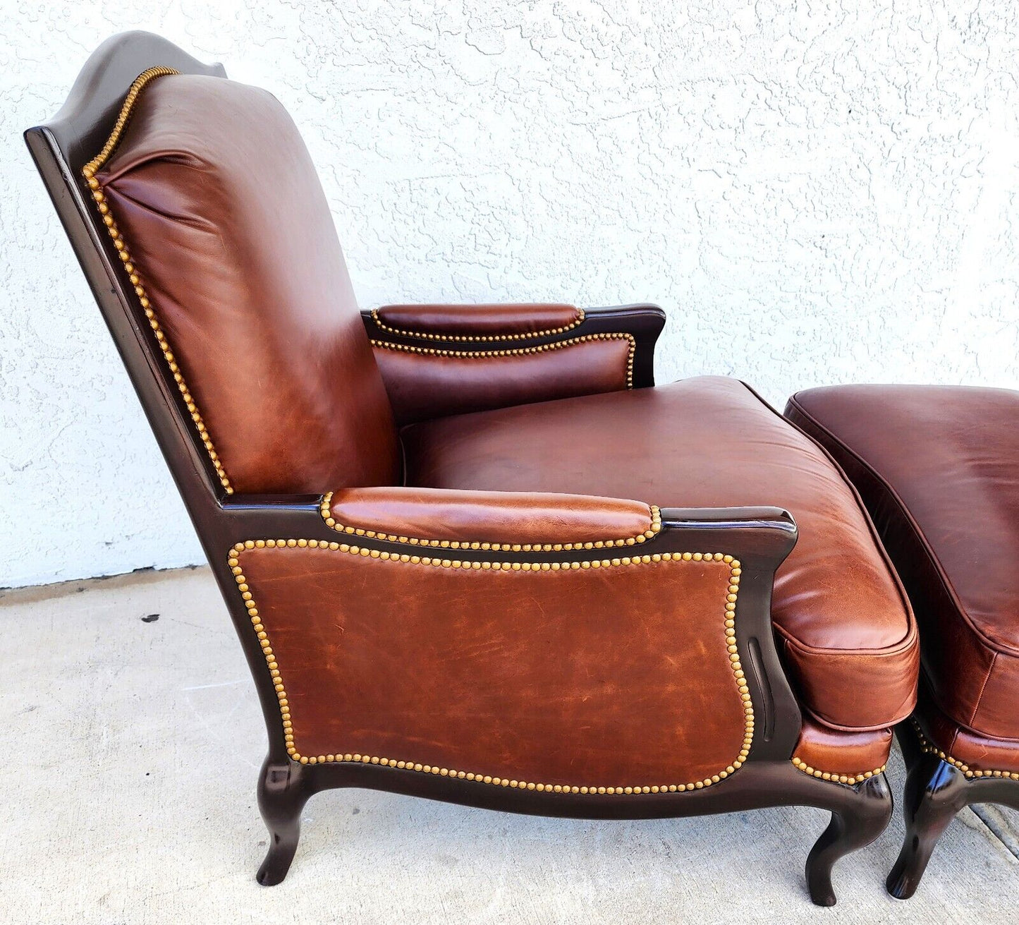 Leather Lounge Chair & Ottoman by HENREDON