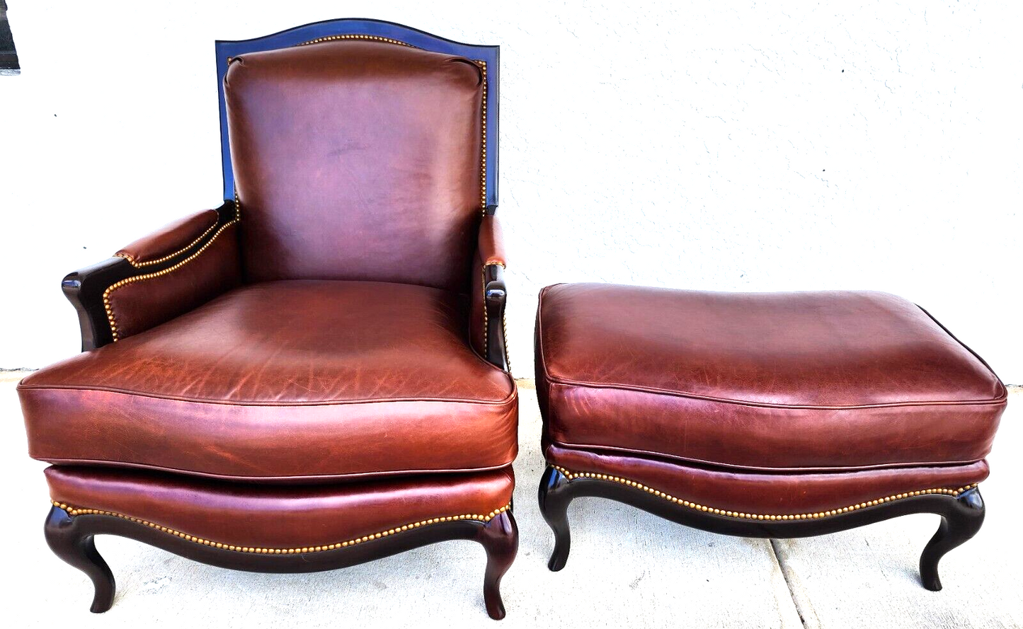 Leather Lounge Chair & Ottoman by HENREDON