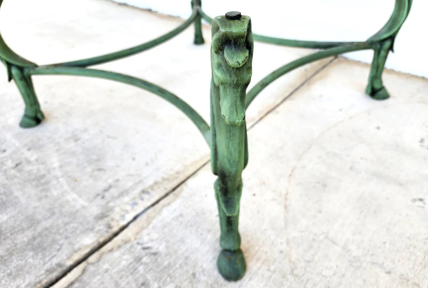 Horse Coffee Table Patinated Iron Hoof Footed Maison Jansen Style