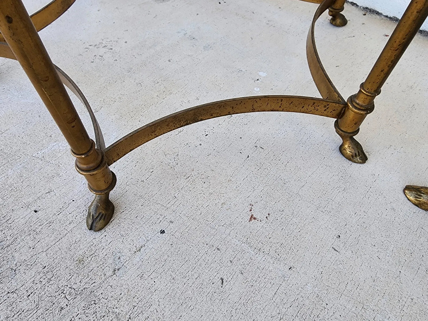 Labarge Side Tables Brass Glass Hoof Footed Octagonal