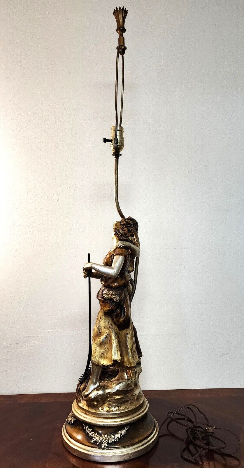 Table Lamp by L & F Moreau Farm Boy Girl Rare