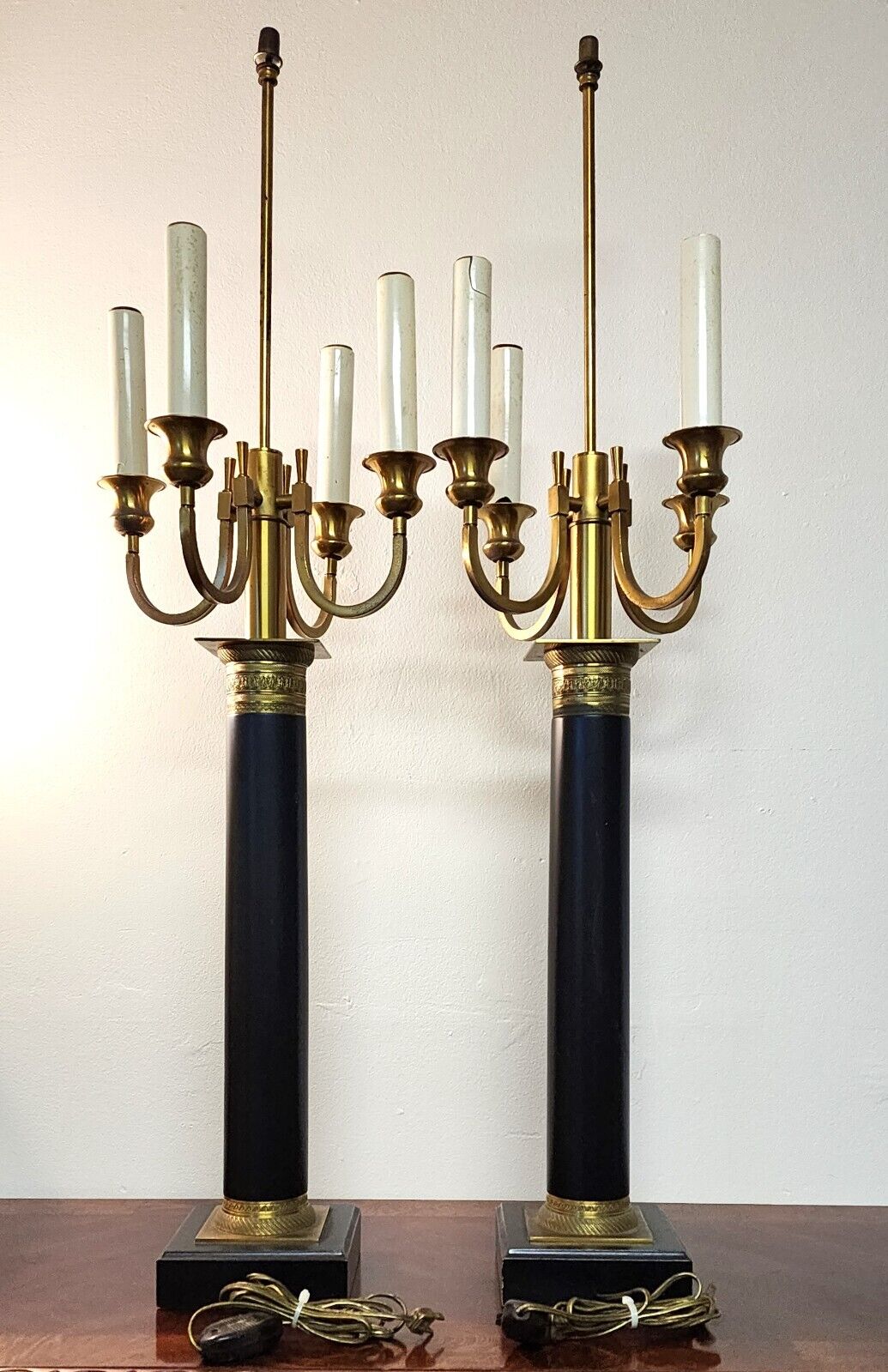 Italian Neoclassical Table Lamps Candelabra Vintage Large