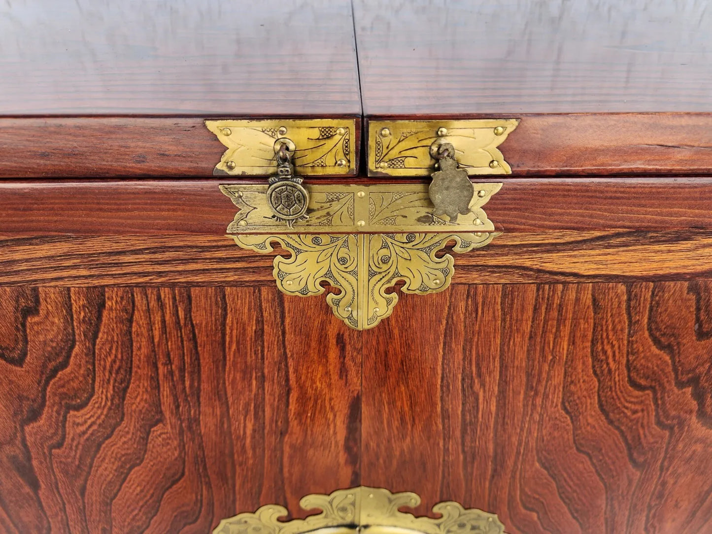 Asian Dry Bar Fold Out Chinoiserie Rosewood Rolling