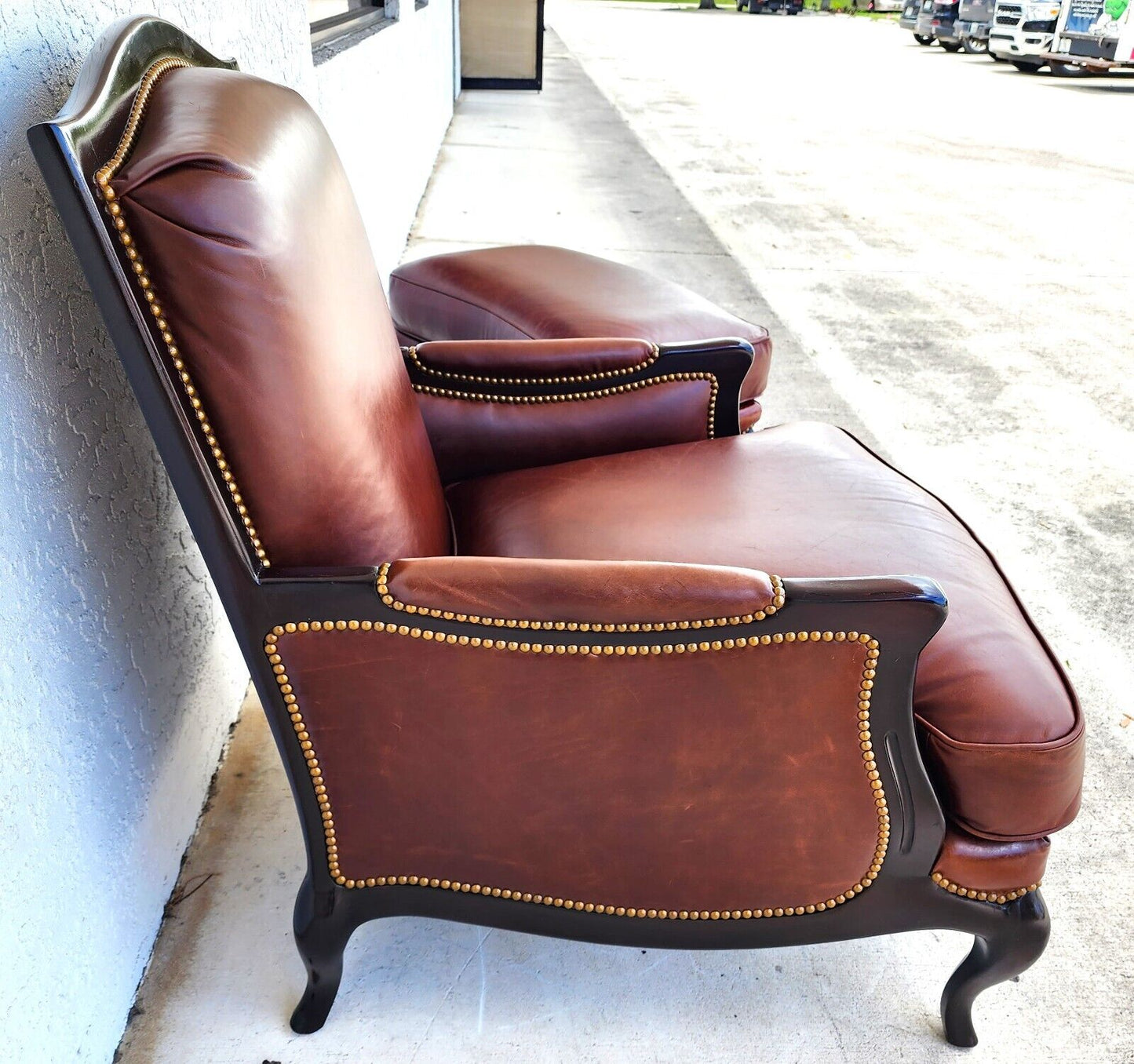 Leather Lounge Chair & Ottoman by HENREDON