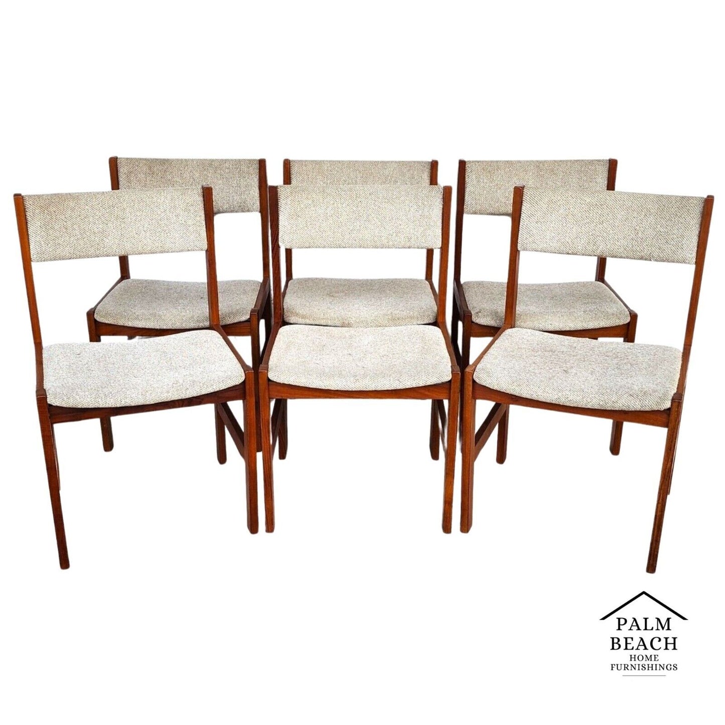 MCM Solid Teak Dining Chairs Scandinavian Modern by Sun Furniture Set of 6