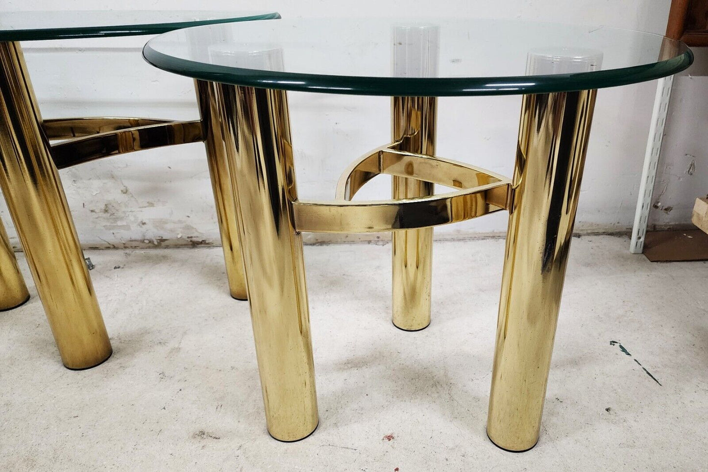 MCM Tubular Brass Table Set Vintage