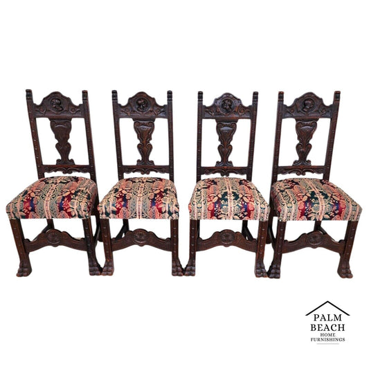 19th Century French Oak Dining Chairs Set of 4