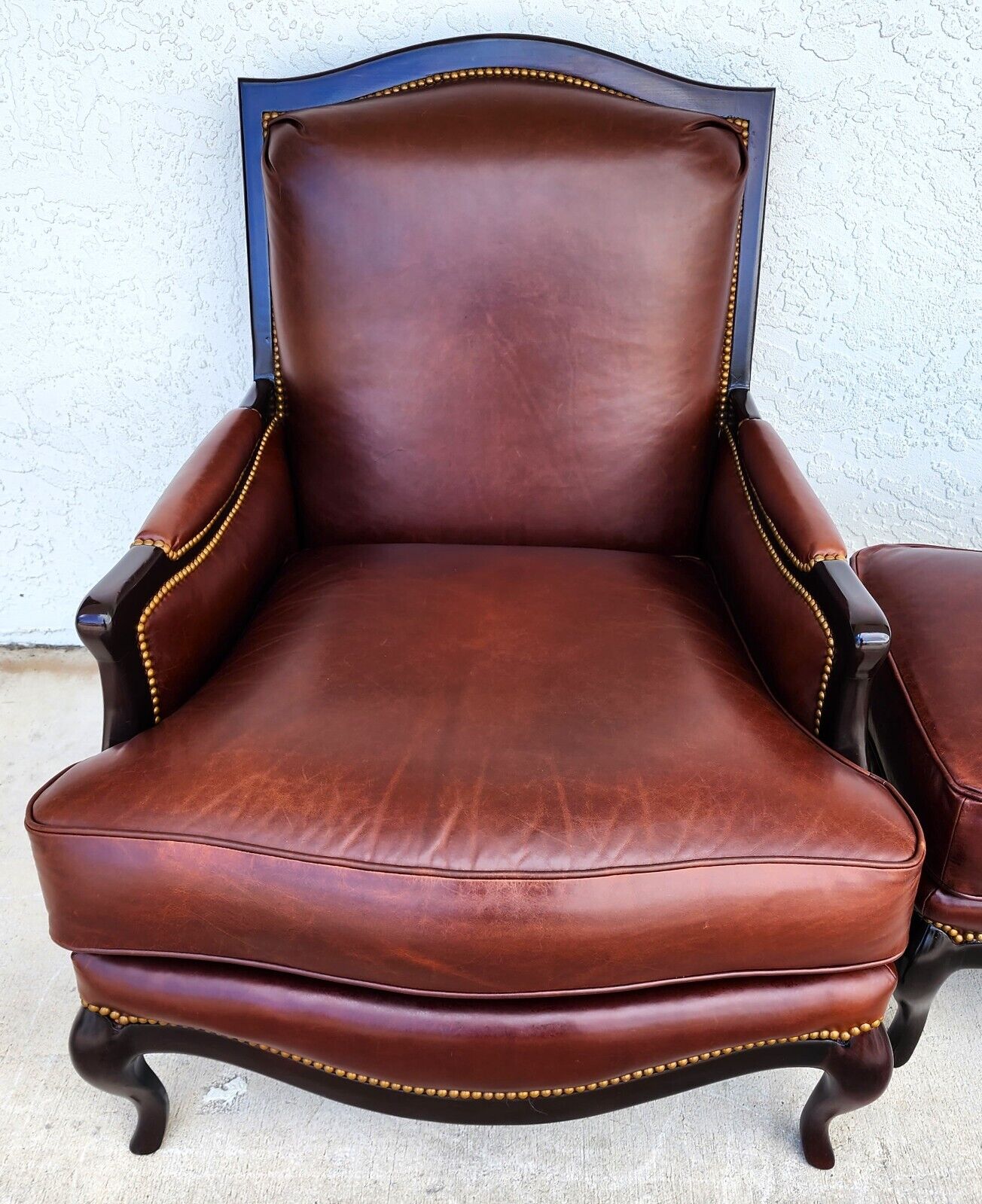 Leather Lounge Chair & Ottoman by HENREDON
