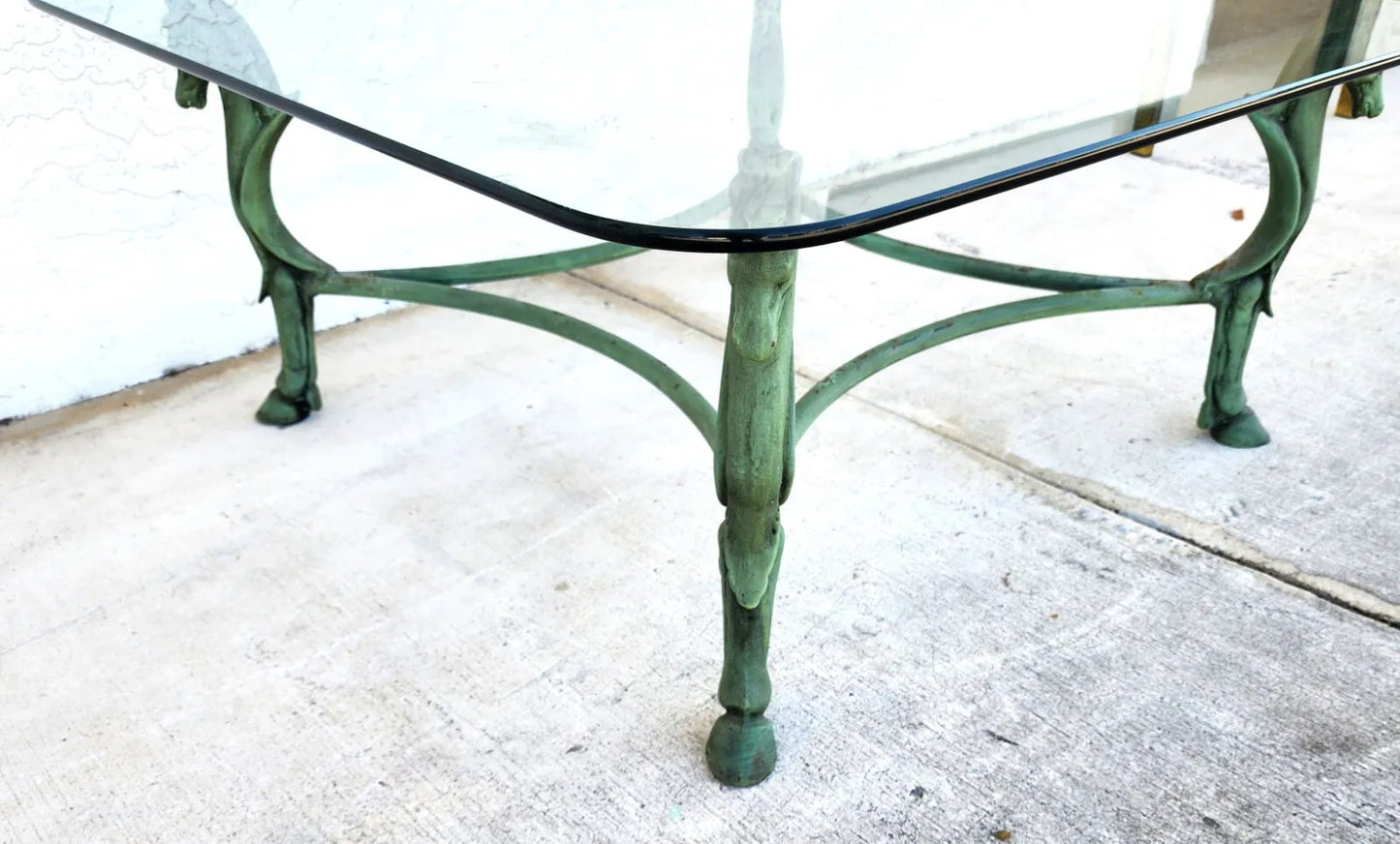 Horse Coffee Table Patinated Iron Hoof Footed Maison Jansen Style