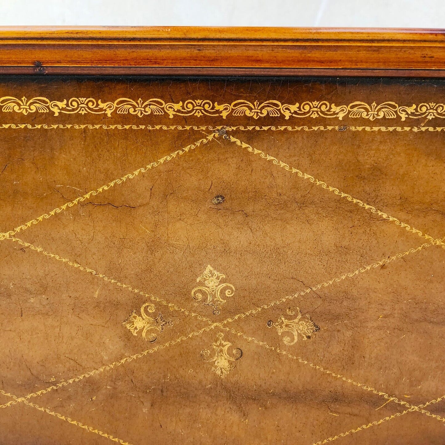 Italian Side Tables Leather Top Vintage Pair