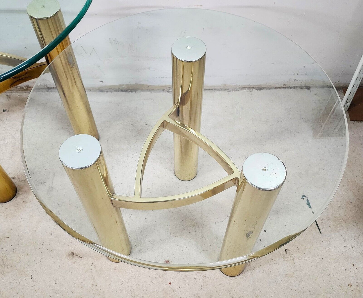 MCM Tubular Brass Table Set Vintage