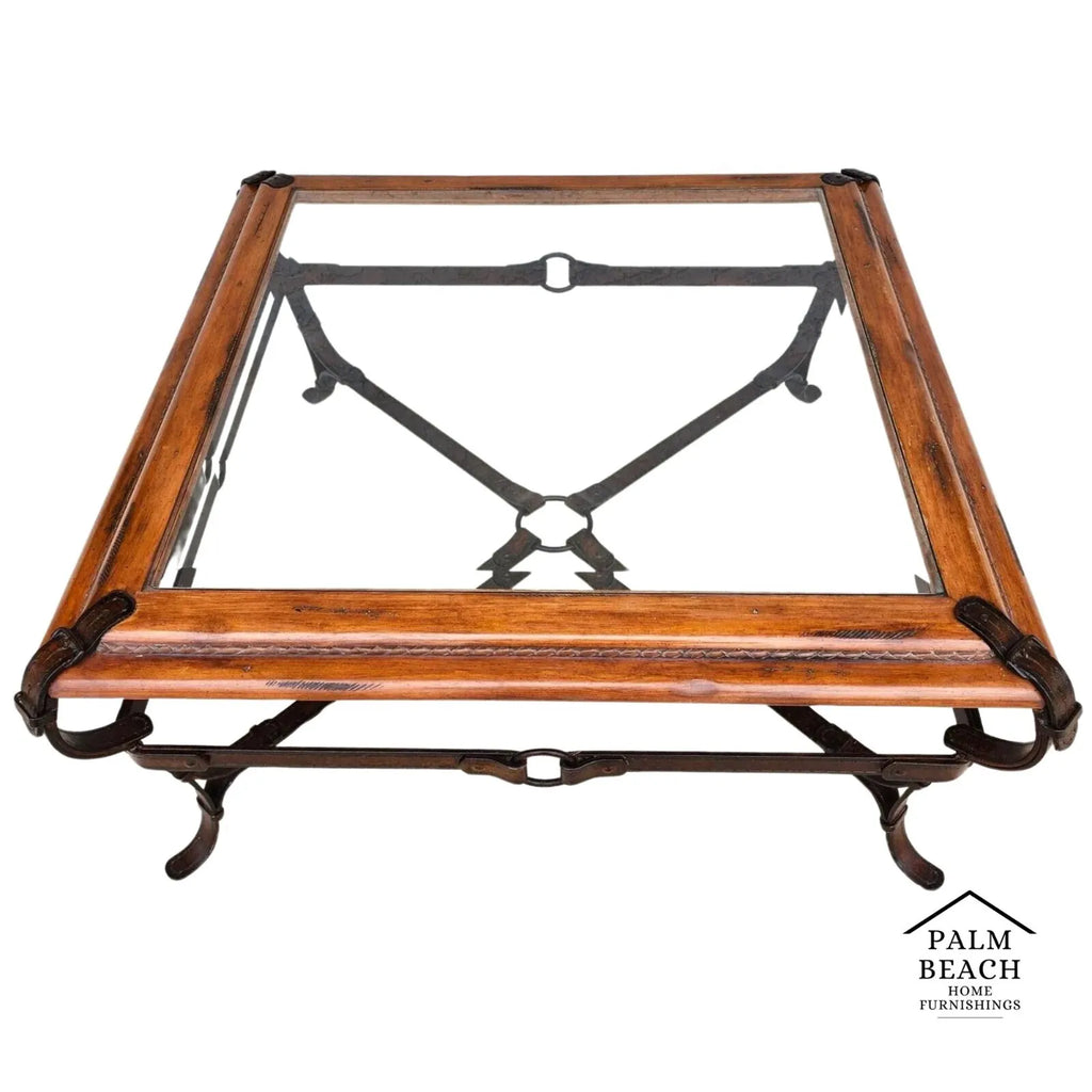 Adnet Hermes Style Coffee Table Equestrian Ranch Rustic