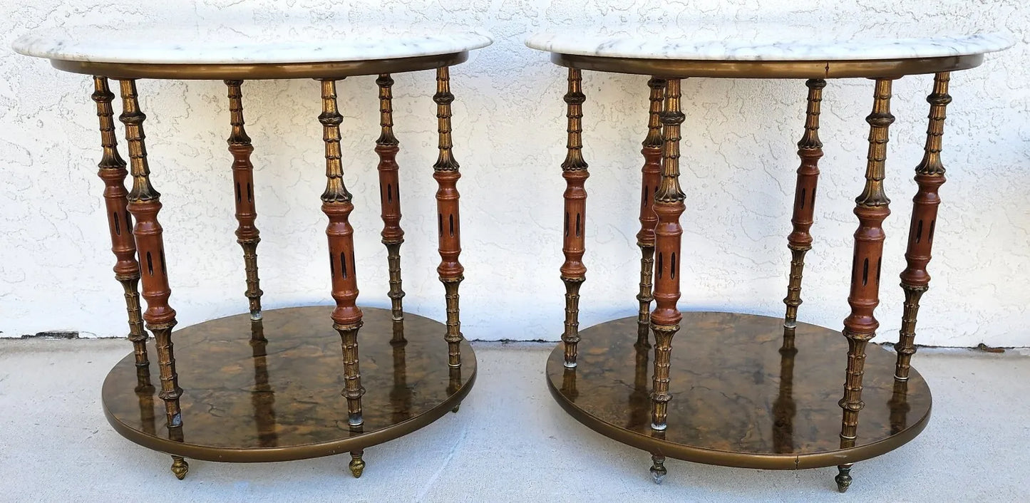 Vintage Italian Side Tables Carrera Marble