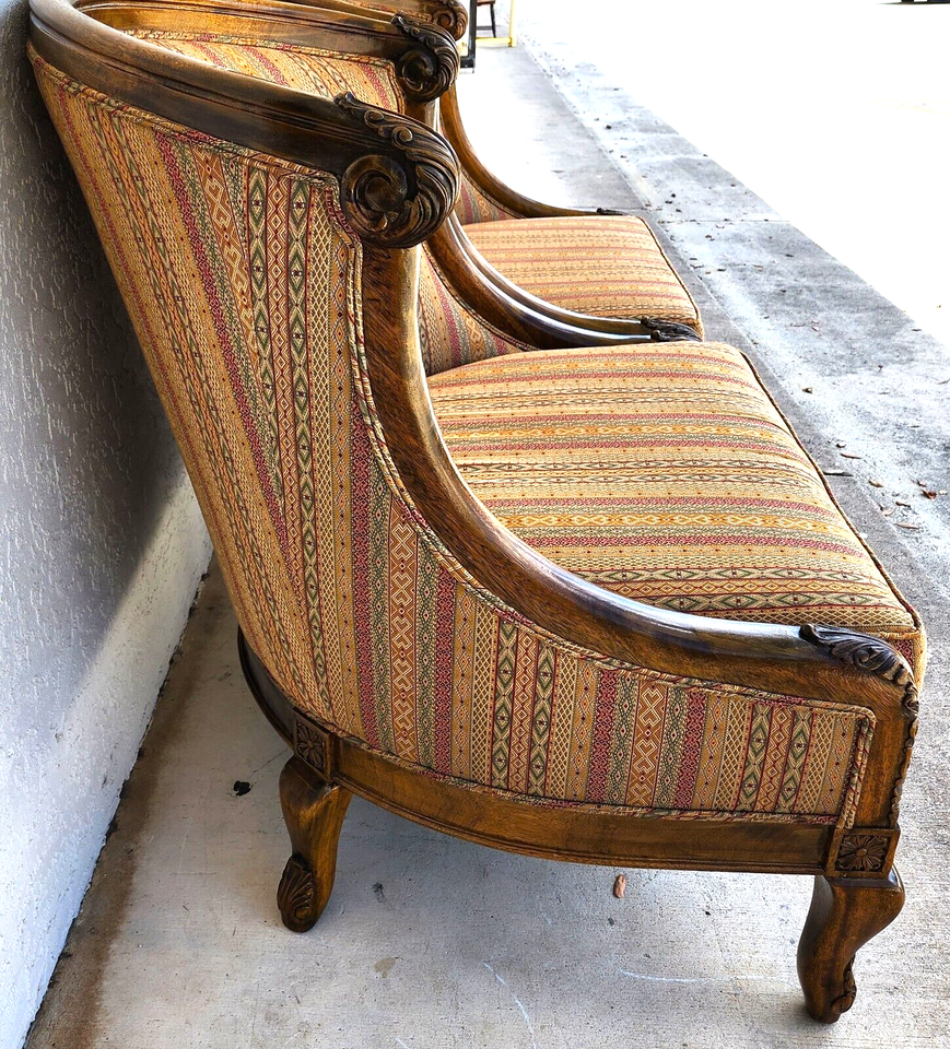 French Provincial Lounge Chairs Oversized by Marge Carson