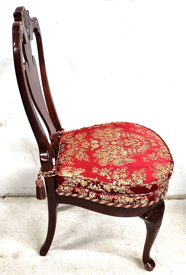 Kindel Style Dining Chairs Queen Anne Mahogany Reversible Washable Cushions