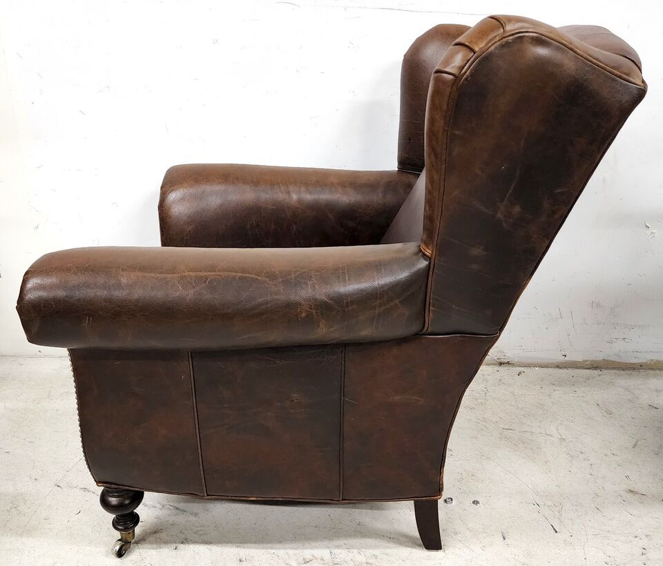 Leather Armchair & Ottoman Wingback Library Reading by LEE INDUSTRIES
