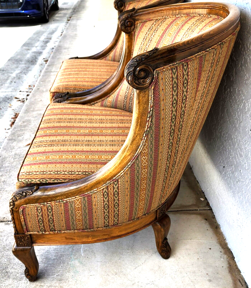 French Provincial Lounge Chairs Oversized by Marge Carson