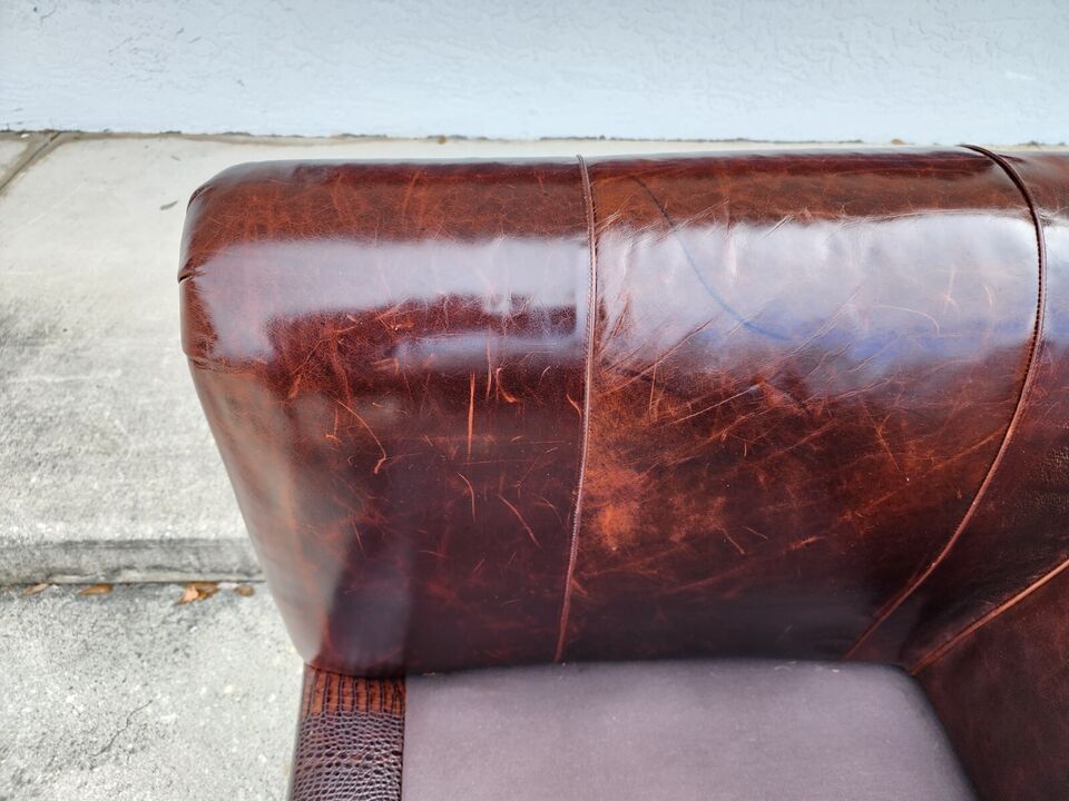 BENTLEY CHURCHILL Leather Sofa Ralph Lauren Style