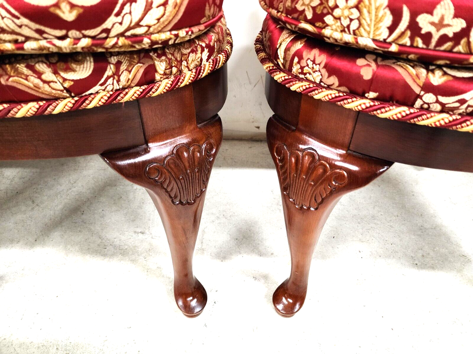 Kindel Style Dining Chairs Queen Anne Mahogany Reversible Washable Cushions