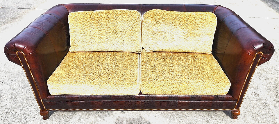 BENTLEY CHURCHILL Leather Sofa Ralph Lauren Style
