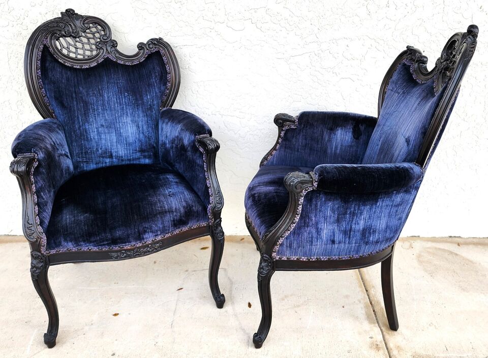 Antique French Parlor Chairs Pair