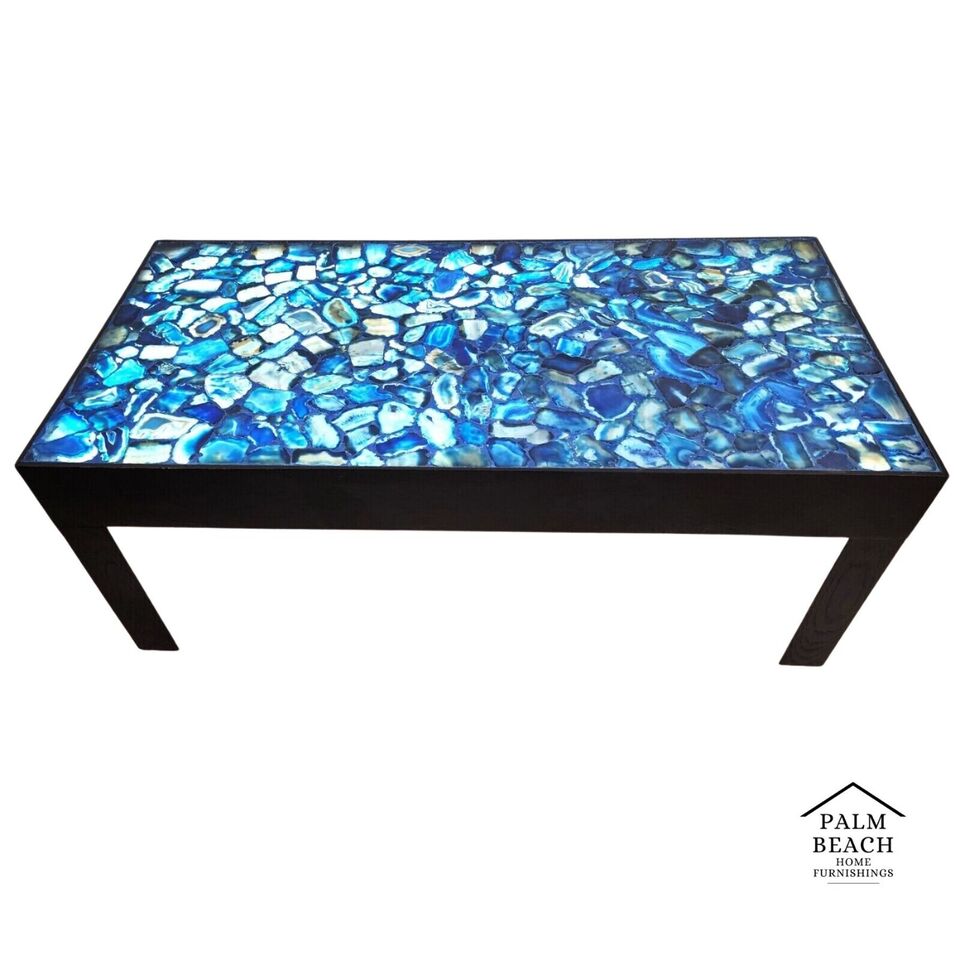 Blue Agate Coffee Table Backlit Custom Made