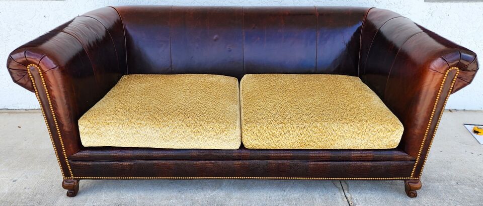 BENTLEY CHURCHILL Leather Sofa Ralph Lauren Style