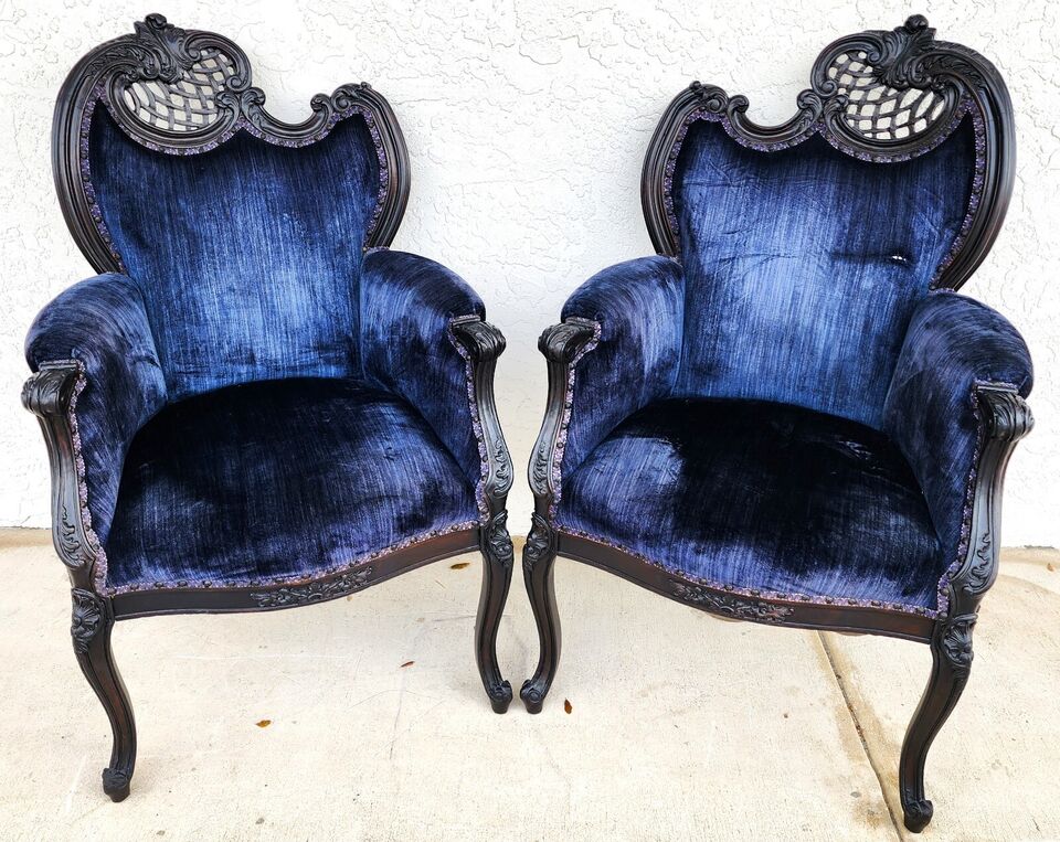 Antique French Parlor Chairs Pair