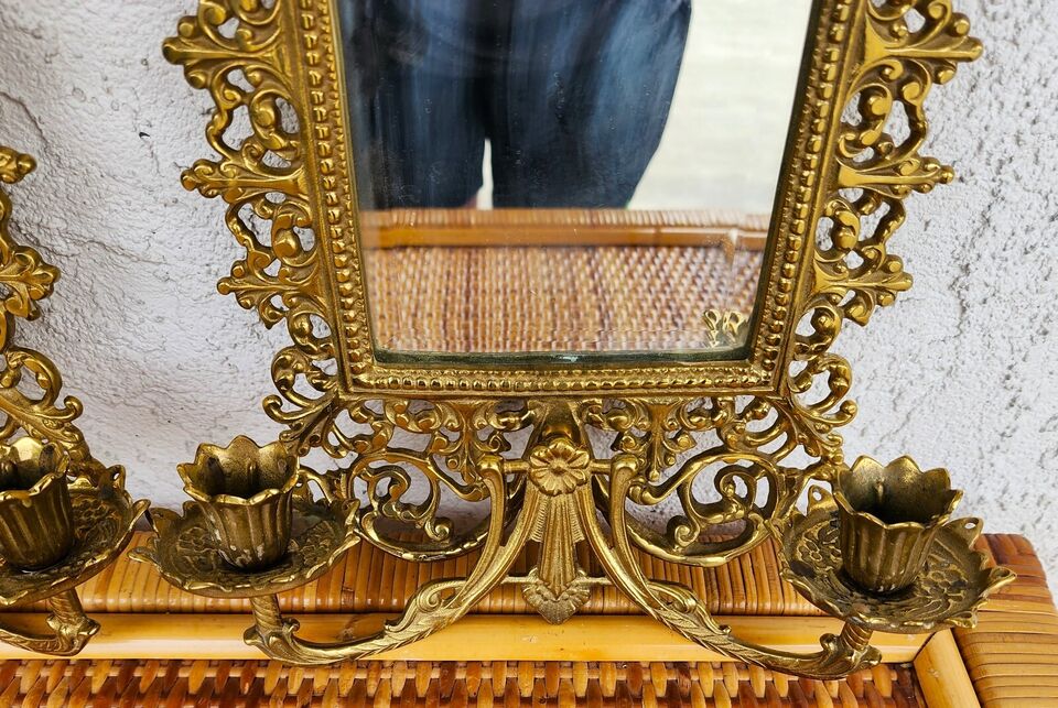 Italian Bacchus Sconces Mirrored Brass by Virginia Metalworks Metalcrafters