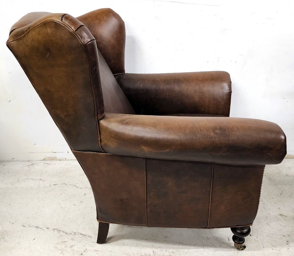 Leather Armchair & Ottoman Wingback Library Reading by LEE INDUSTRIES