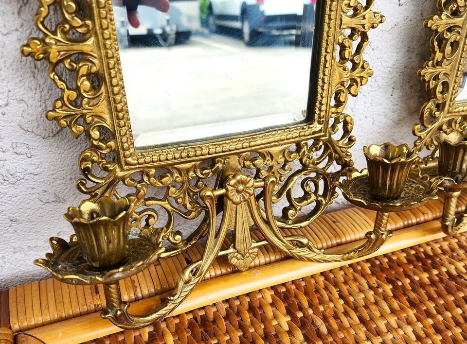 Italian Bacchus Sconces Mirrored Brass by Virginia Metalworks Metalcrafters