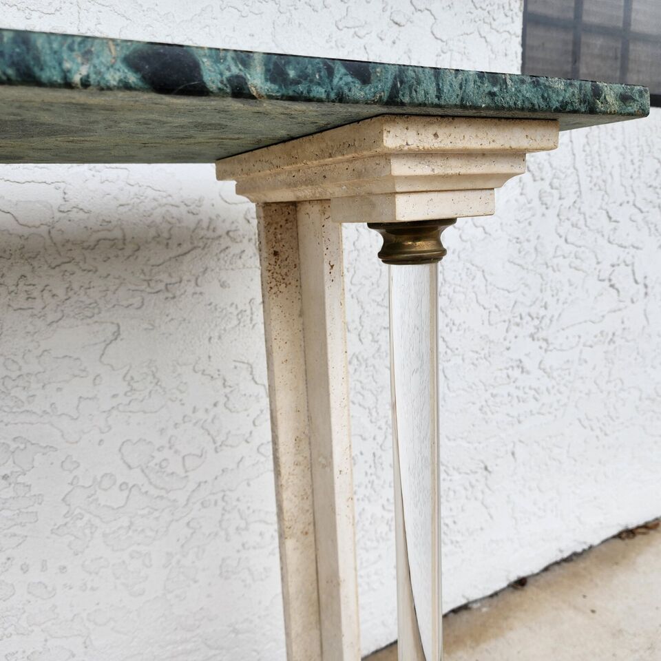 Italian Neoclassical Console Table Lucite Marble 1970s
