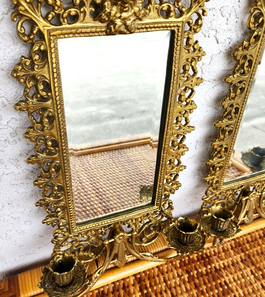 Italian Bacchus Sconces Mirrored Brass by Virginia Metalworks Metalcrafters