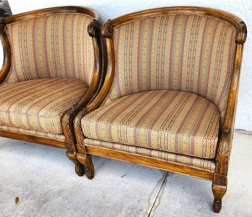 French Provincial Lounge Chairs Oversized by Marge Carson