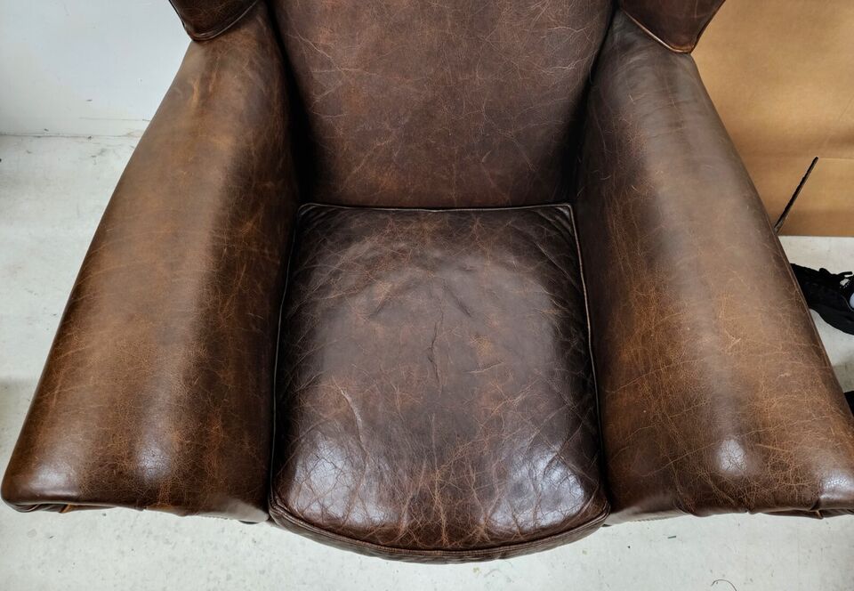 Leather Armchair & Ottoman Wingback Library Reading by LEE INDUSTRIES